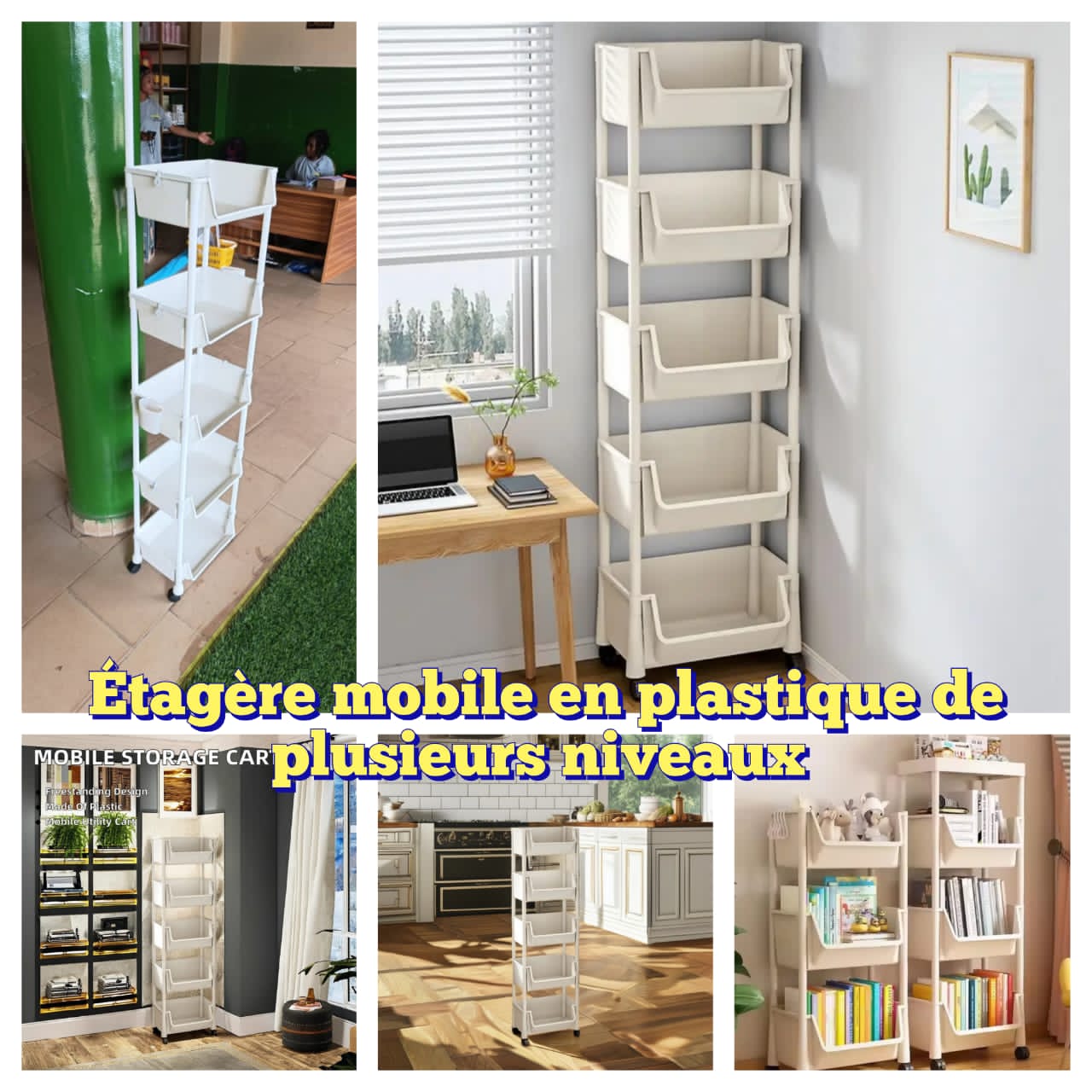 Étagère mobile à 5 niveaux