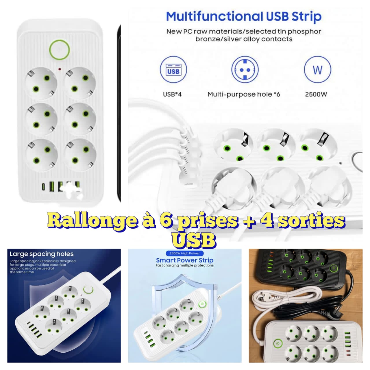Rallonge électrique à 6 prises
