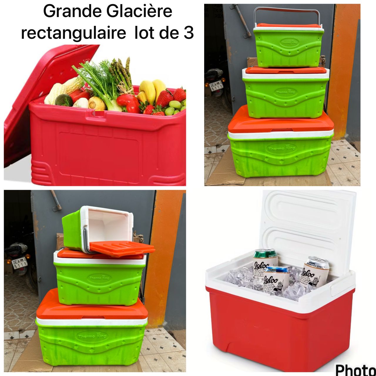 Grande glacière rectangulaire lot de 3