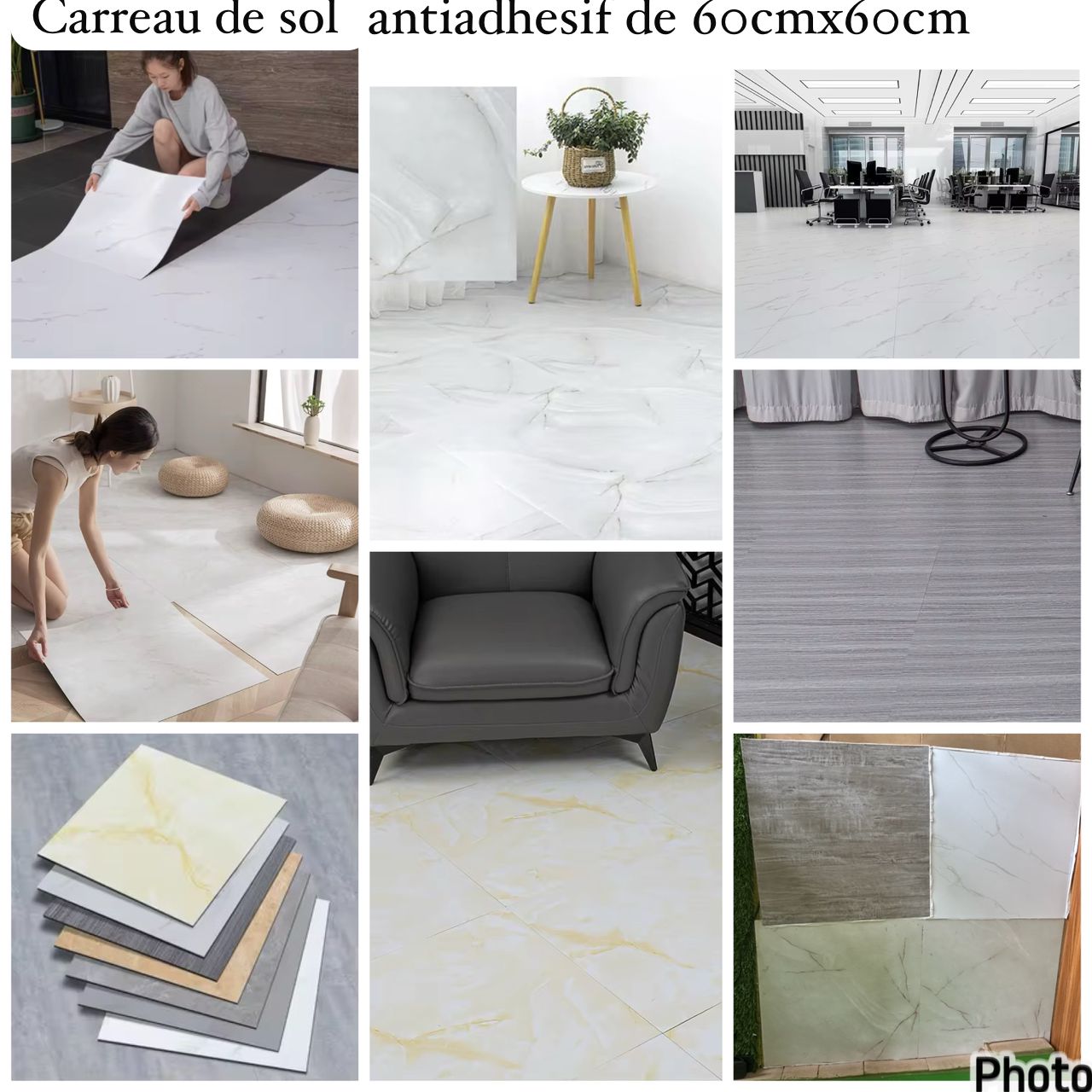 Carreaux de sols pelable et adhésif