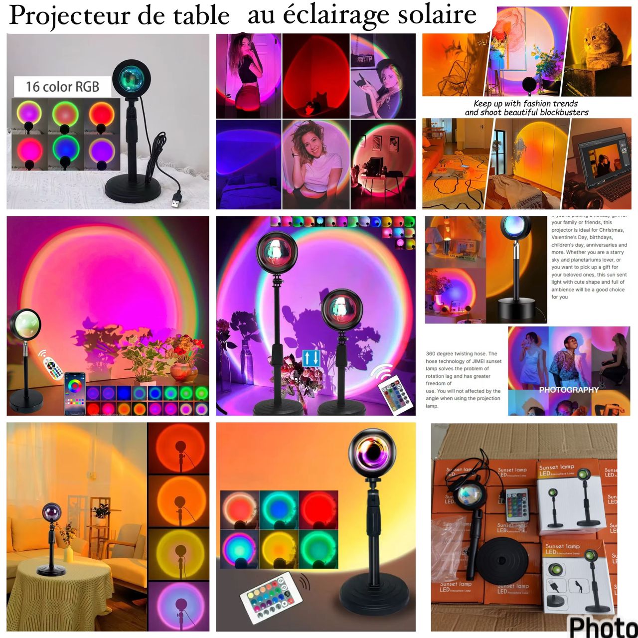 Projecteur lampe de table 16 couleurs