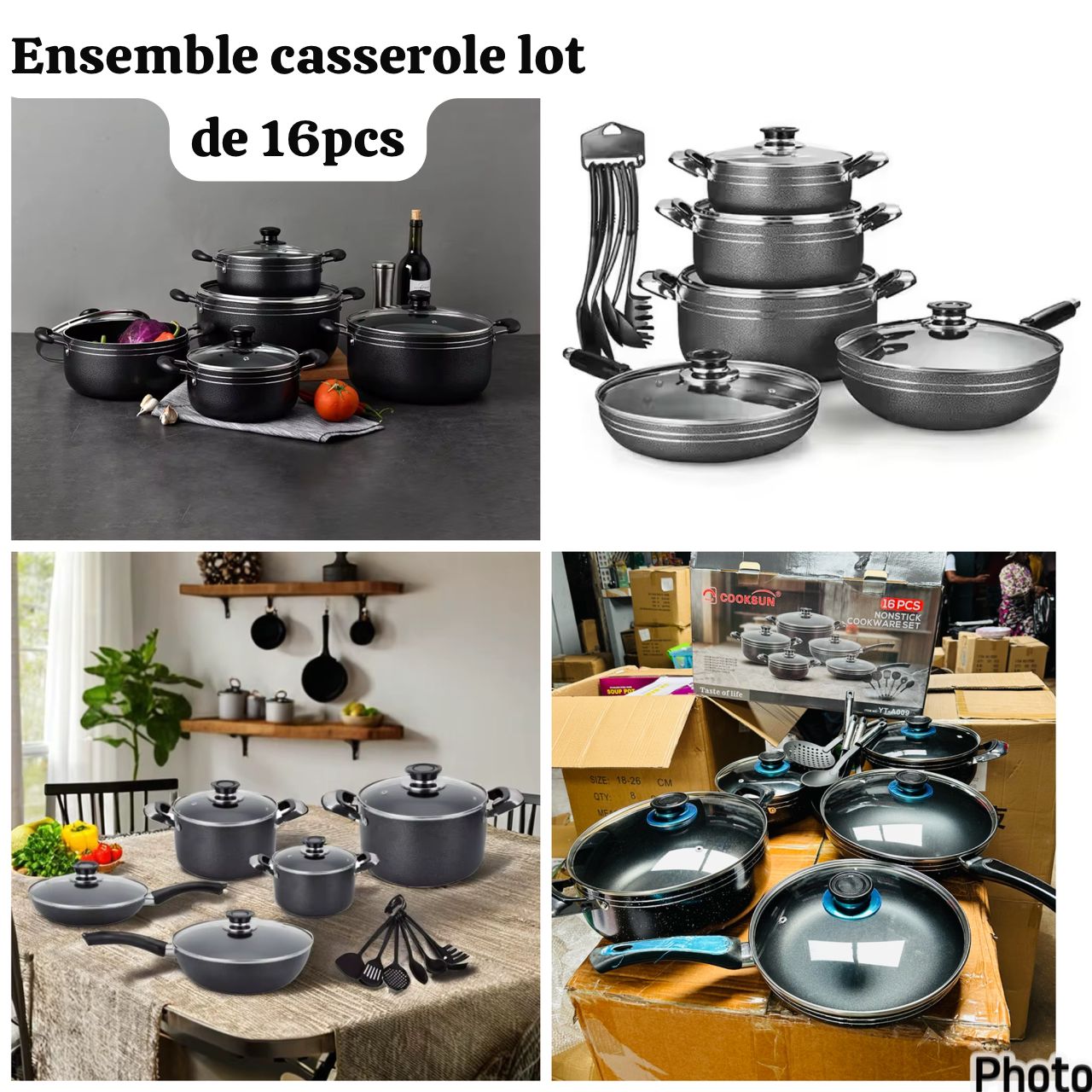 casserole antiadhésive de 16pcs