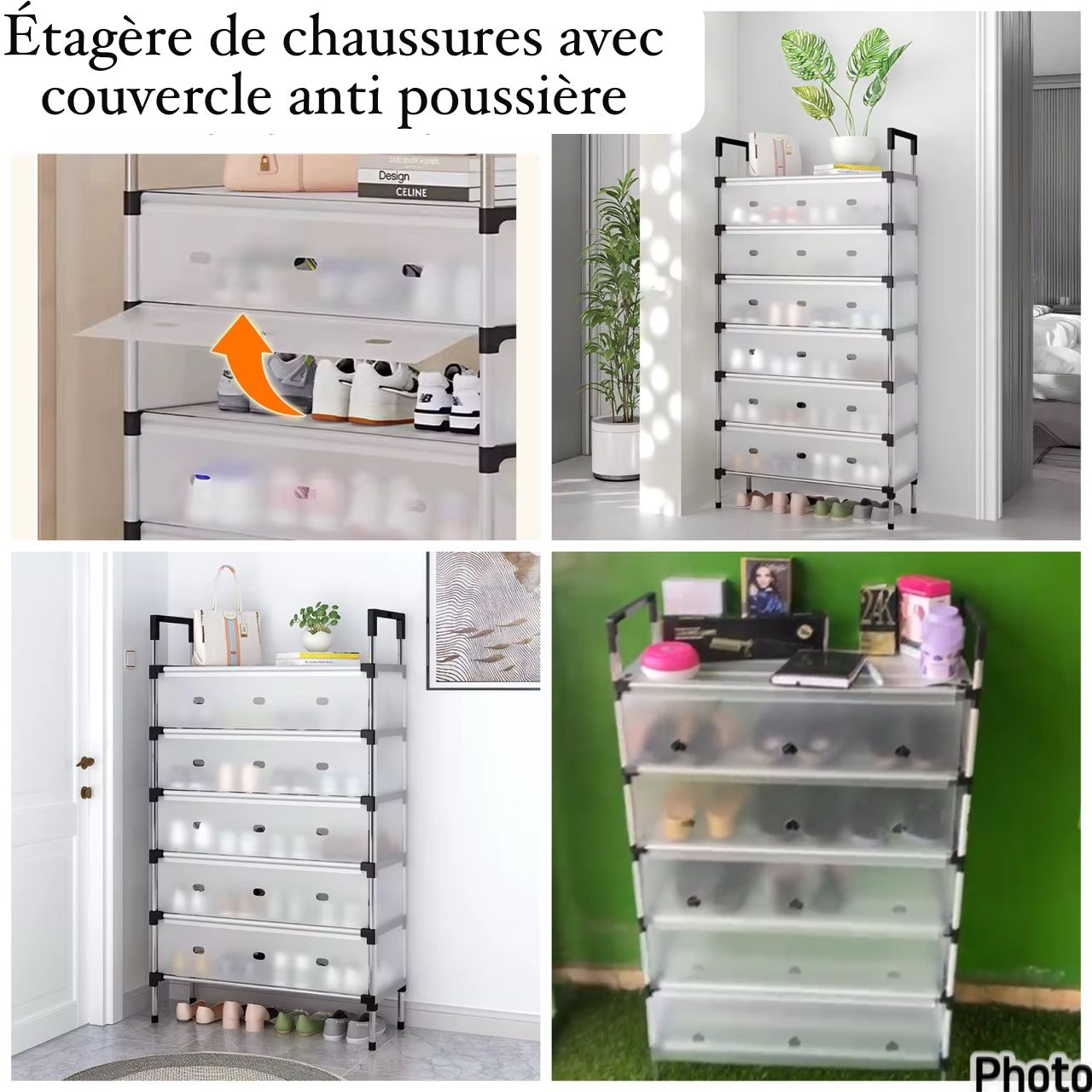 Étagère de rangement avec couvercle