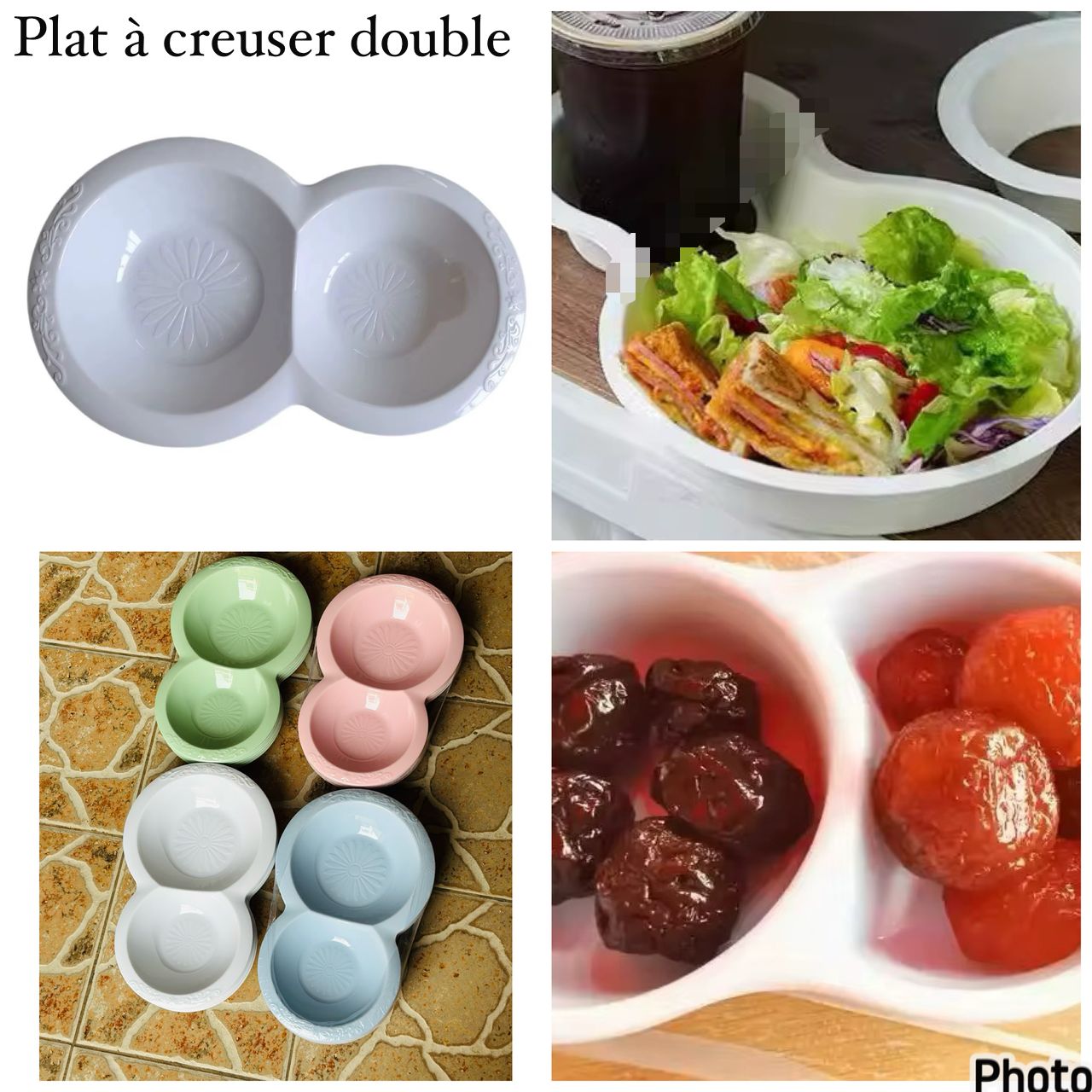 plat n⁰300014 à creuser à double compartiment lot de 6 pcs