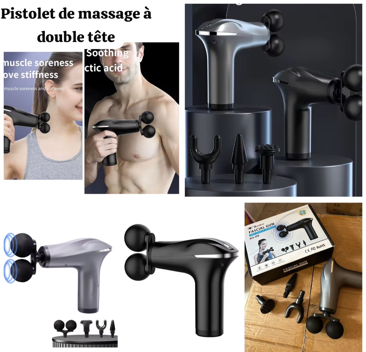 Pistolet de massage à double tête