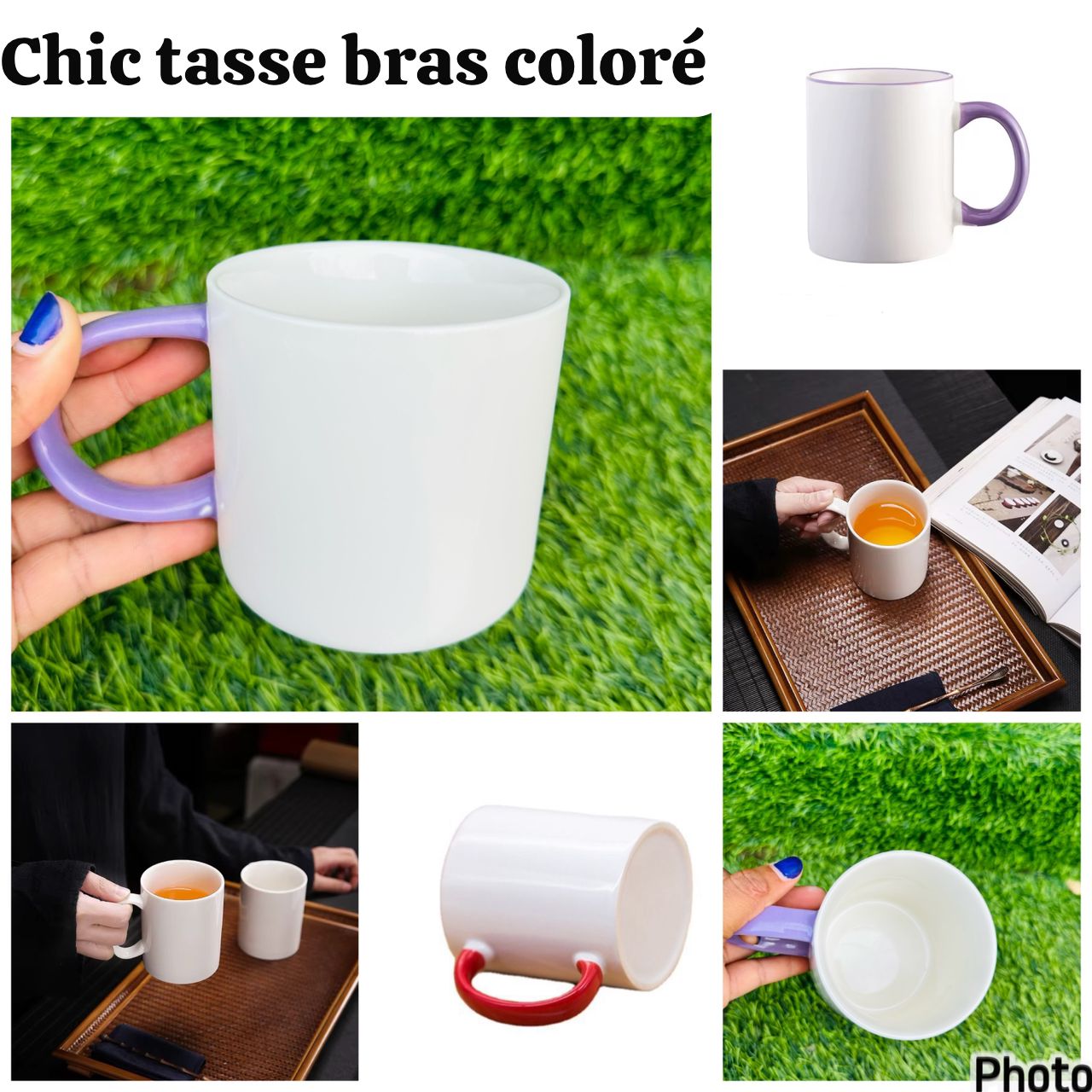 Tasse blanc à bras coloré