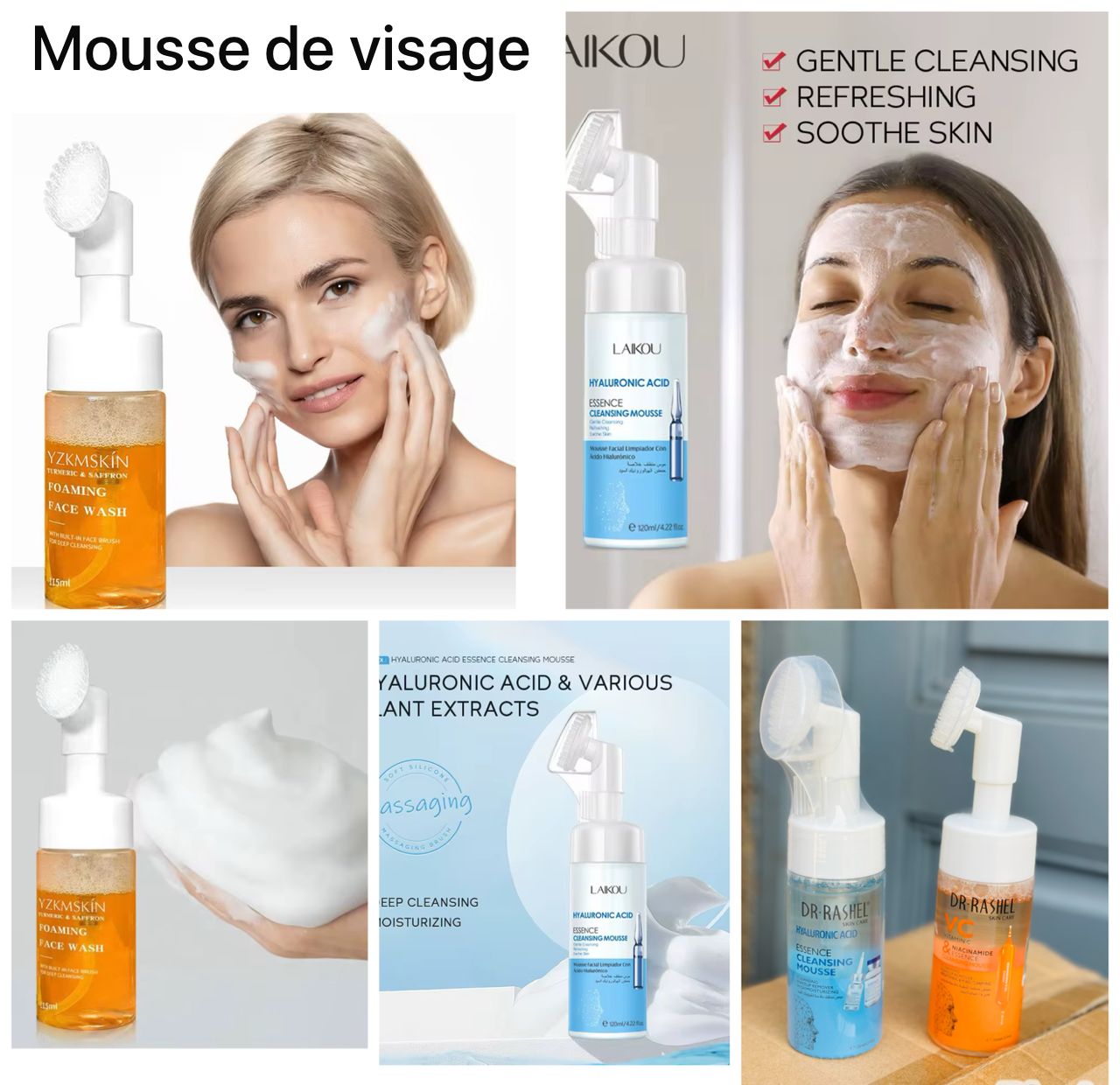 Mousse de nettoyage en profondeur anti-âge naturelle bio moussante pour le visage