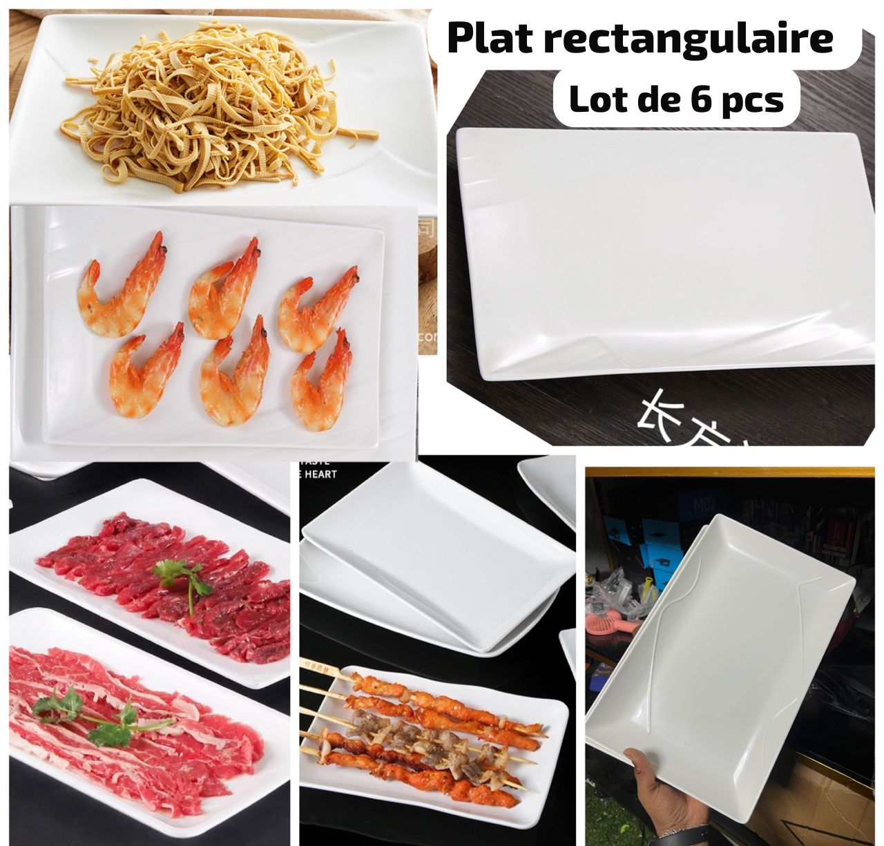 Plat rectangulaire lot de 6 pcs