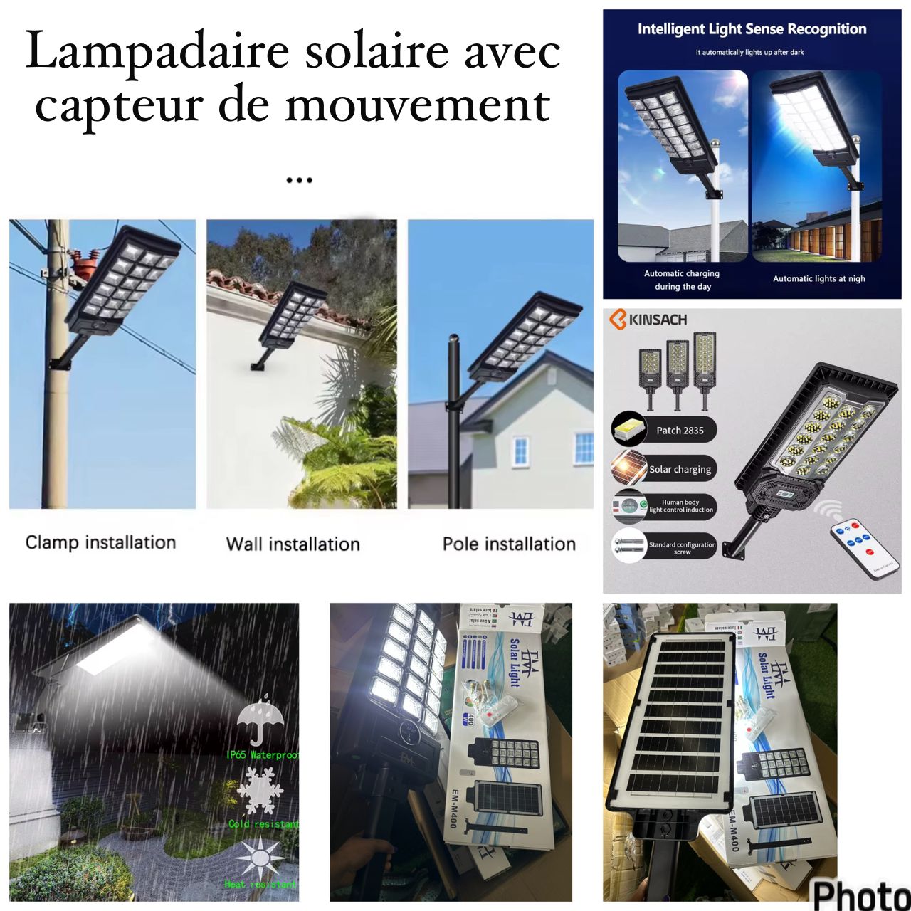 Lampadaire solaire avec capteur de mouvement