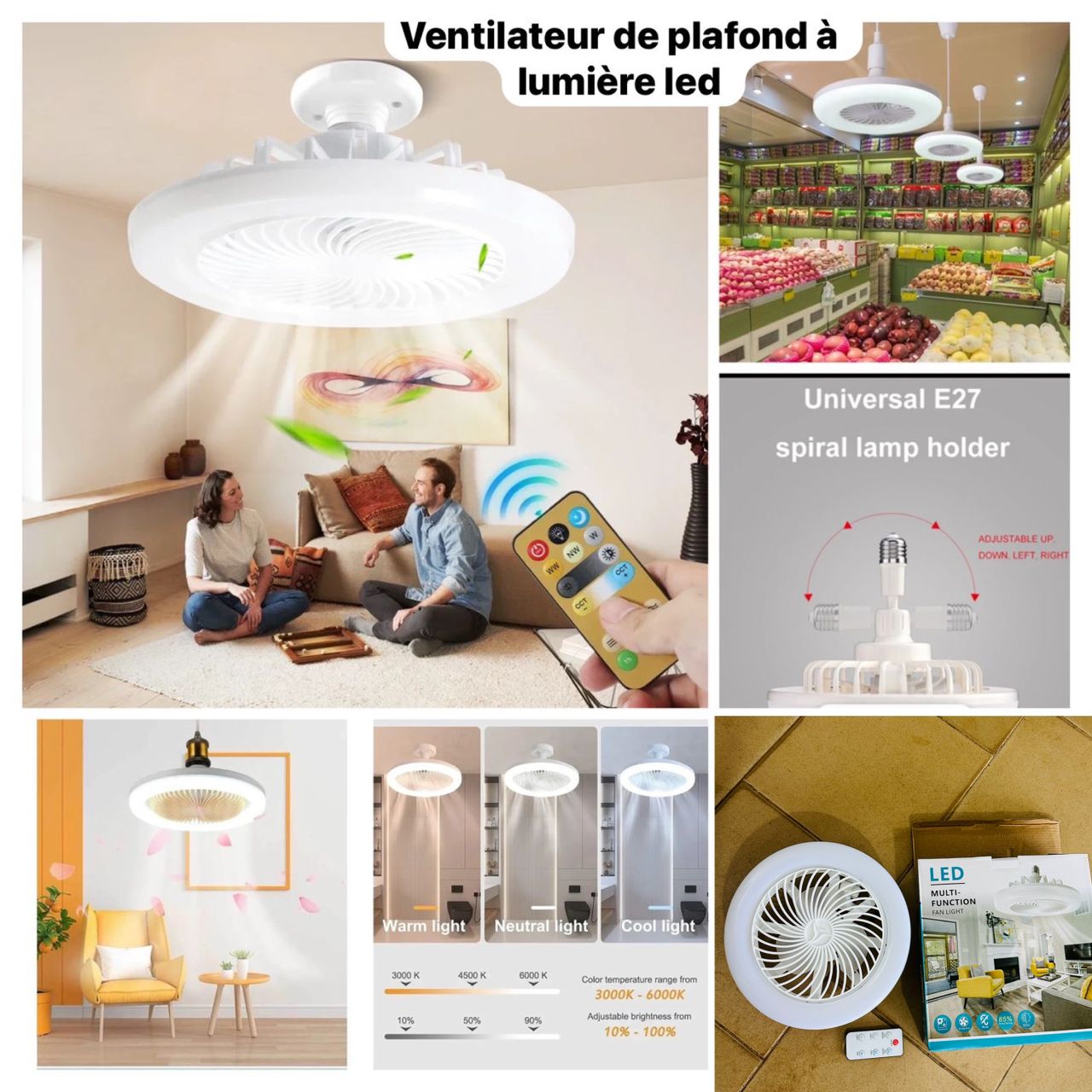 Ventilateur de plafond avec lumière led