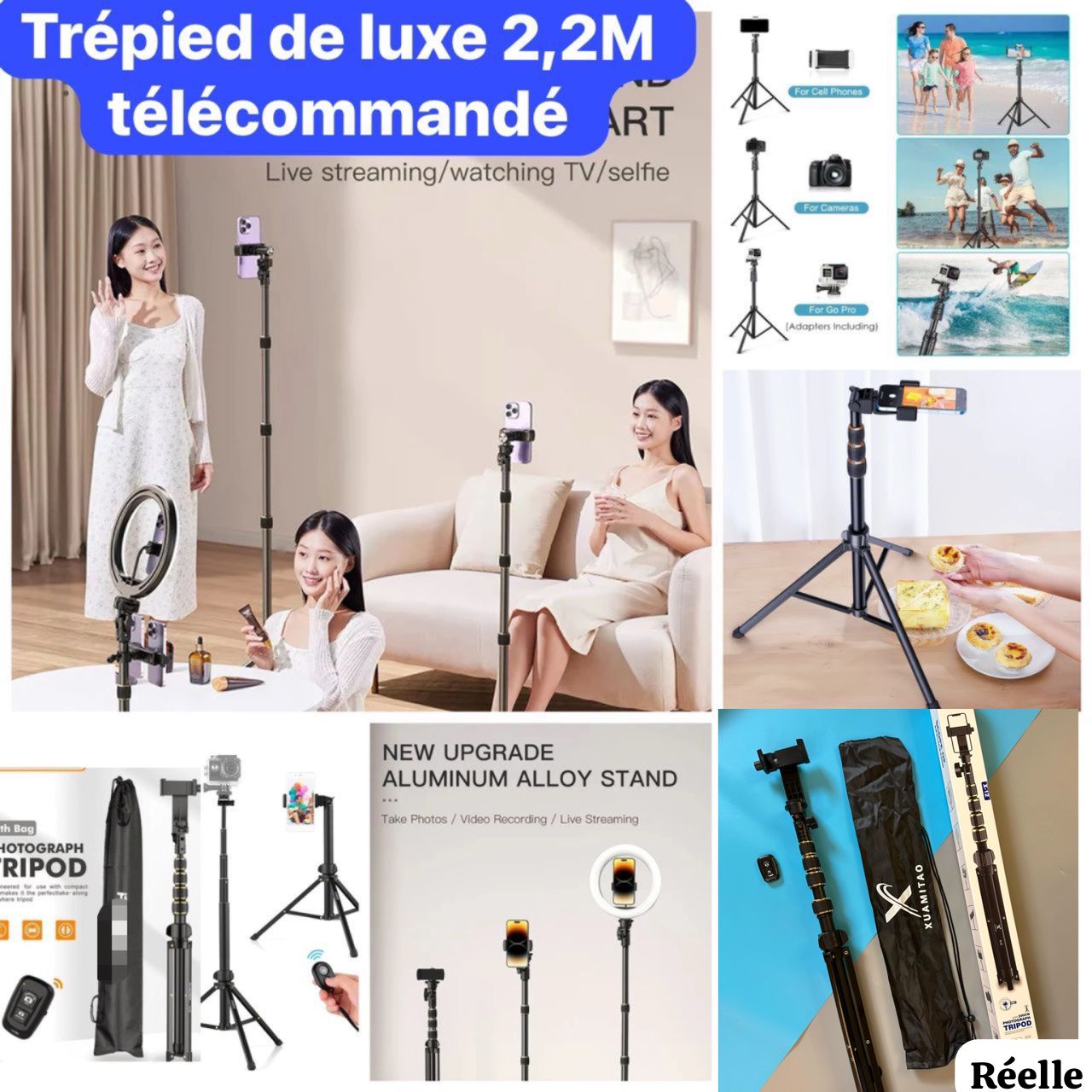 Trepied 2,2M de luxe avec télécommande