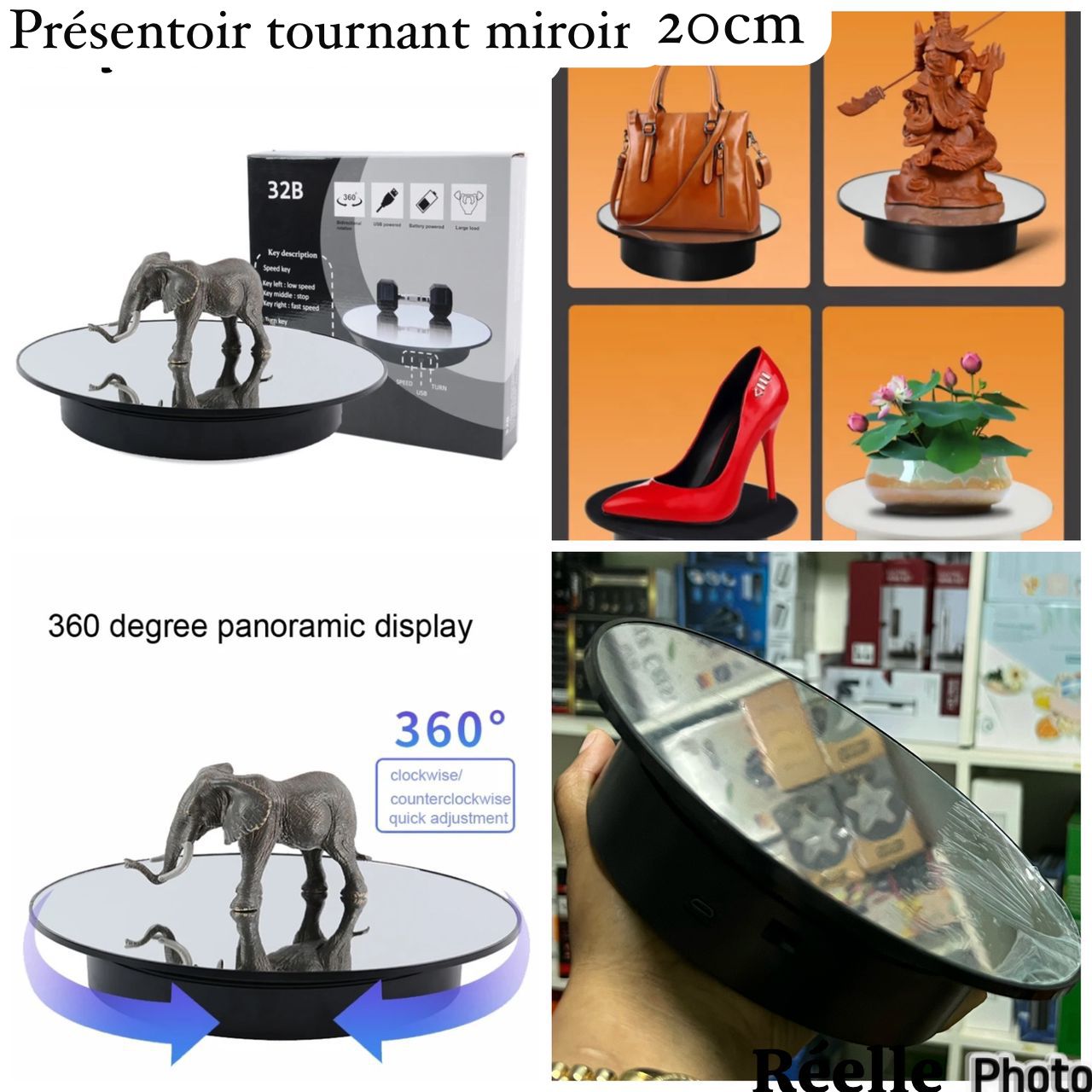 Presentoir tournante miroir de 20cm