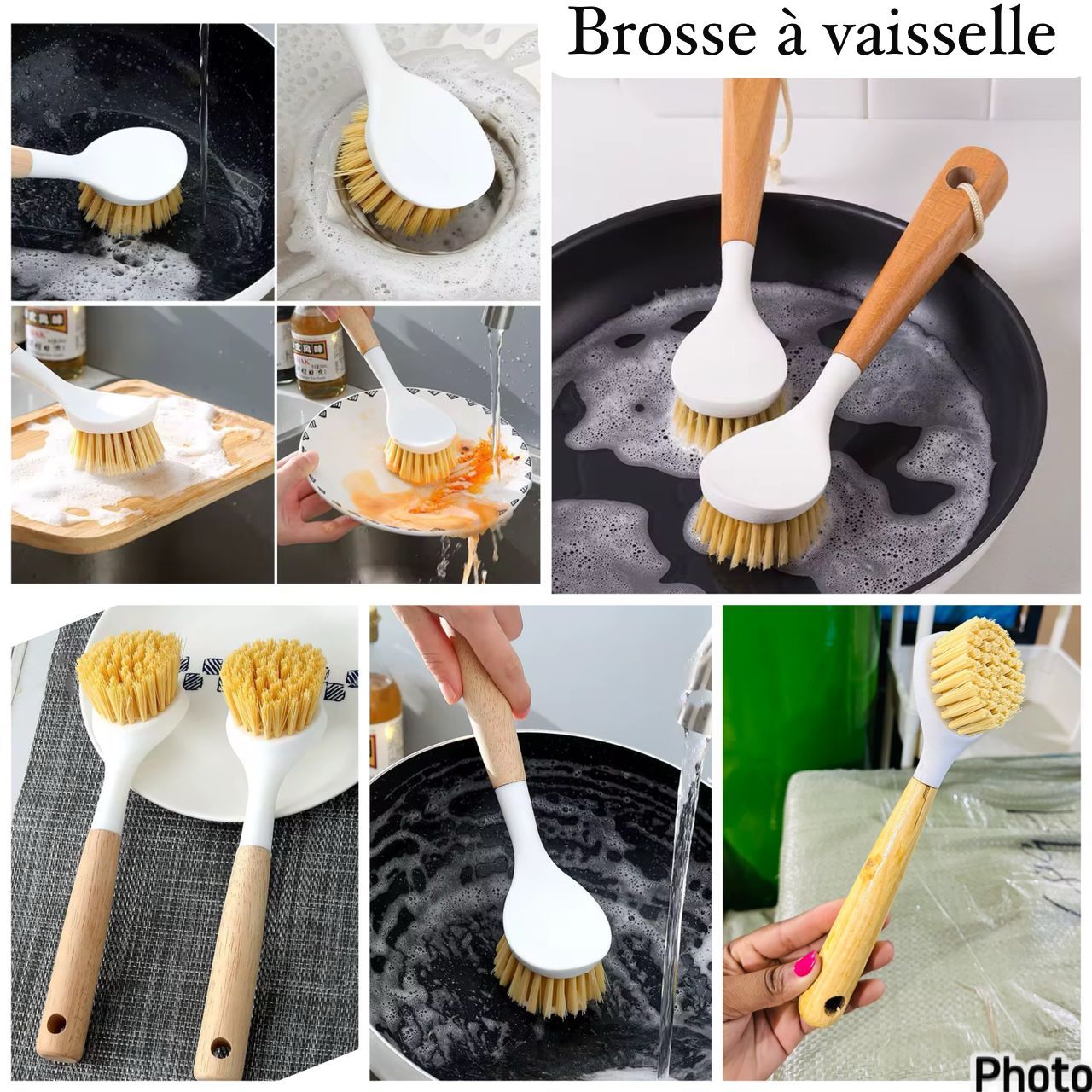 Brosse à vaisselle à manche en bambou
