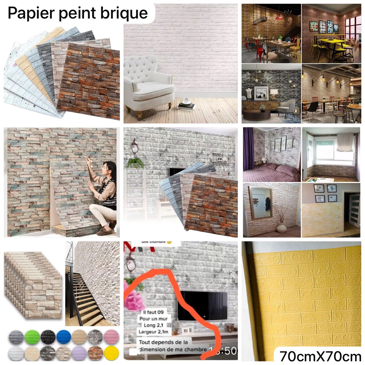 Papier peint brique autocollant