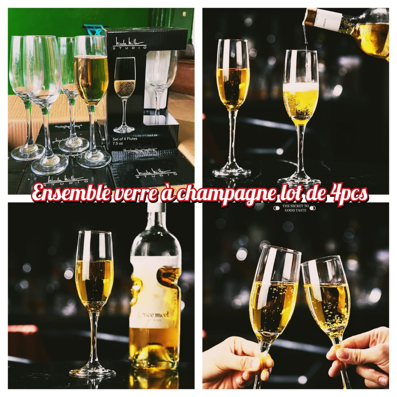Ensemble verre à champagne lot de 4pcs