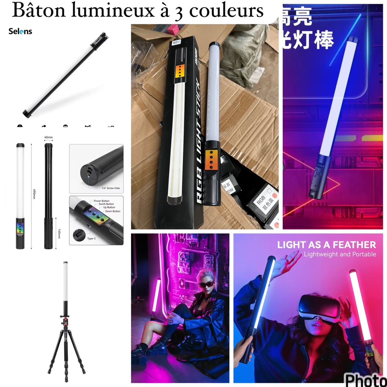 Bâton lumineux à 3 couleurs