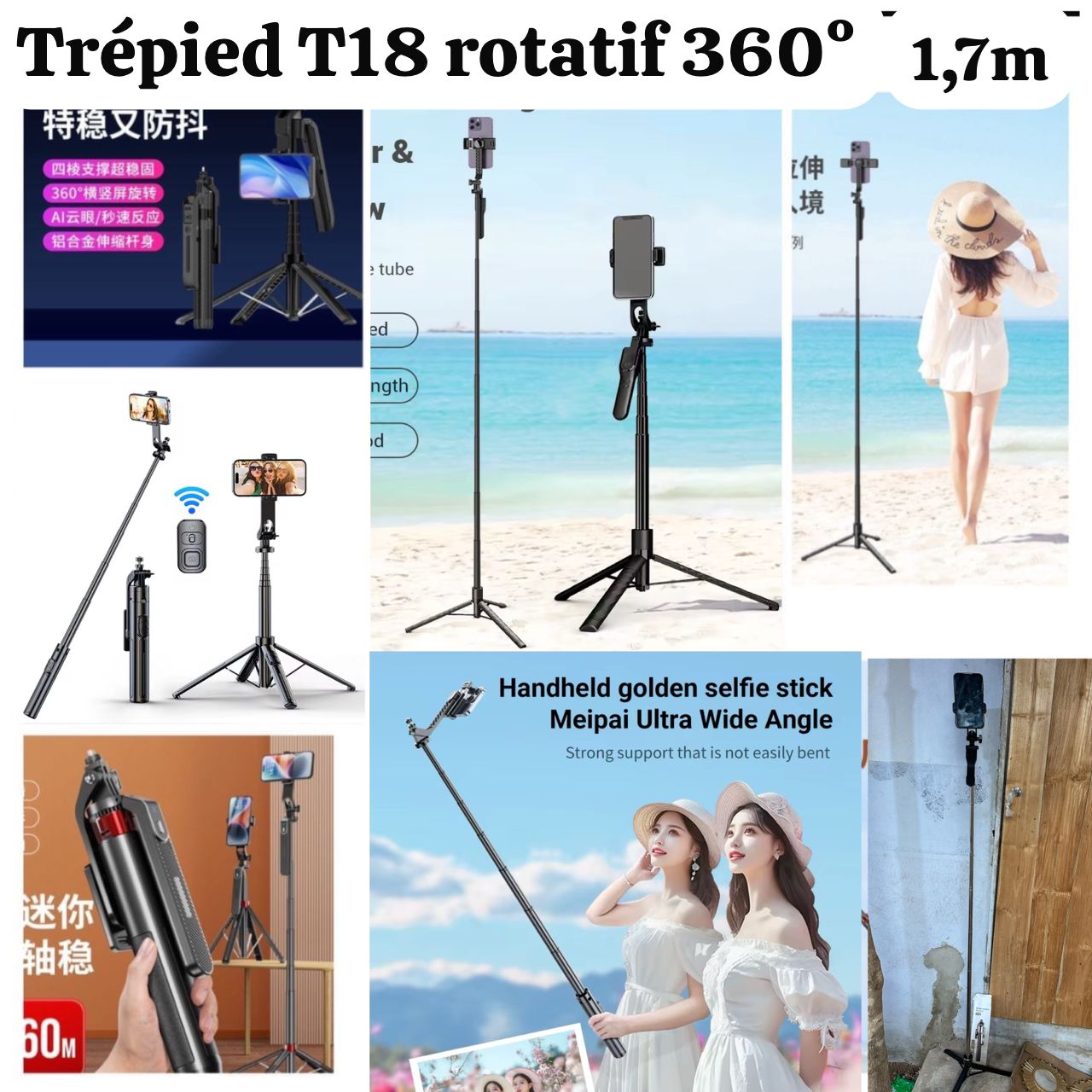 Trépied T18 rotatif à 1.7 mètres