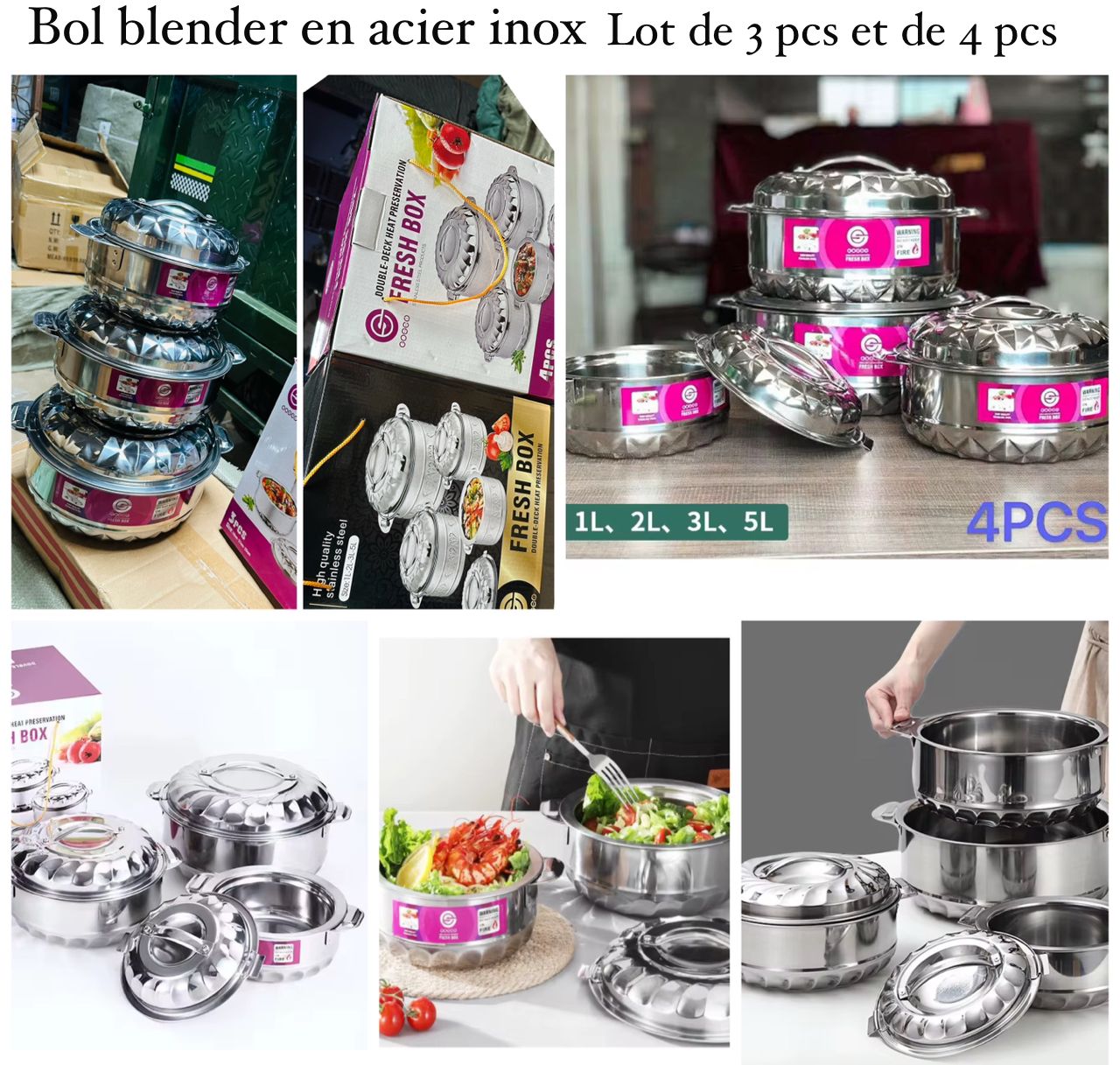 Bol blender en acier inox lot de 3 pcs
