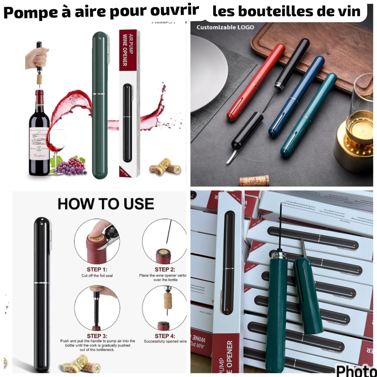 Pompe à air pour ouvrir les bouteilles de vin