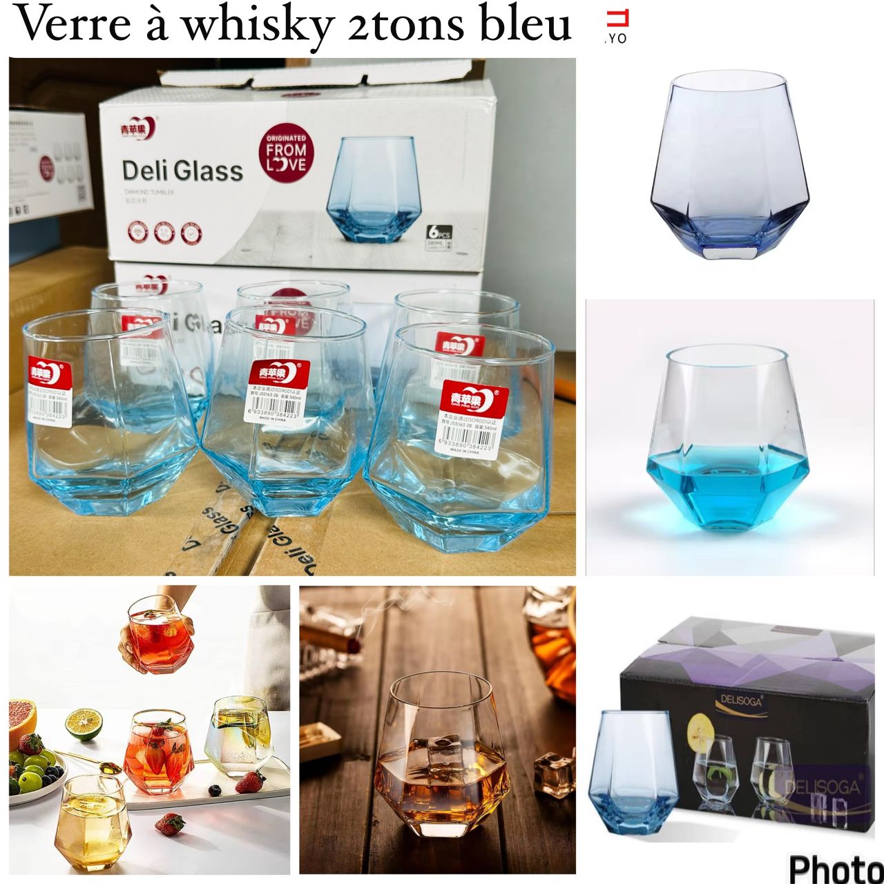 Verre à whisky 2tons bleu