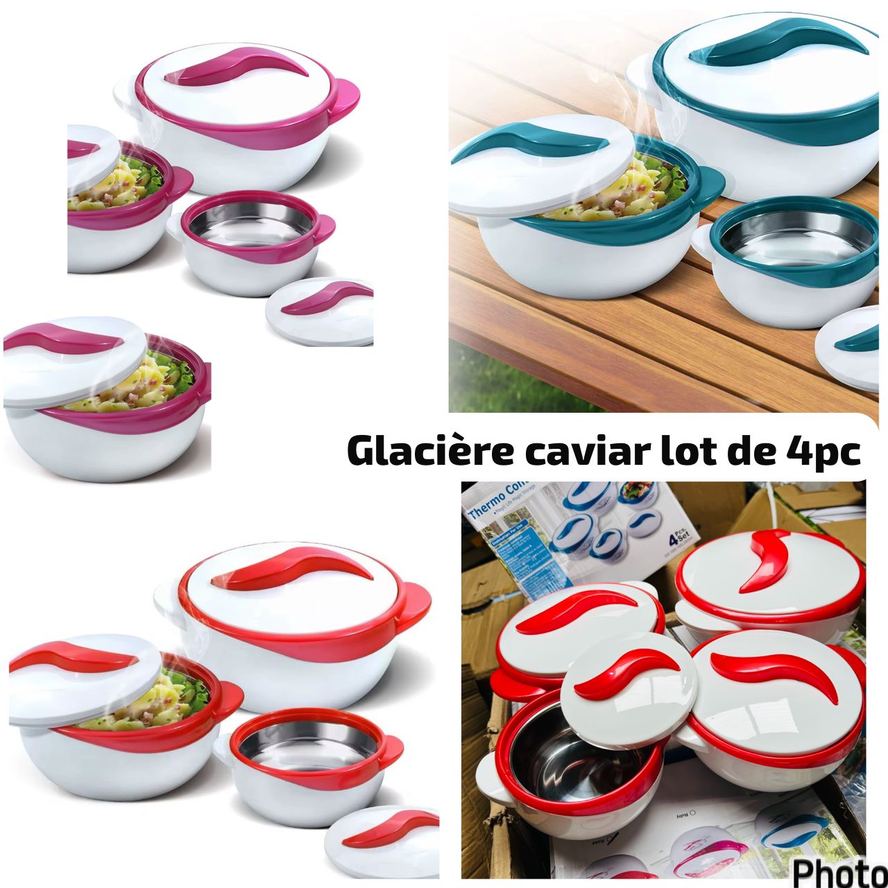 Glacière à caviar lot de 4pcs +louche