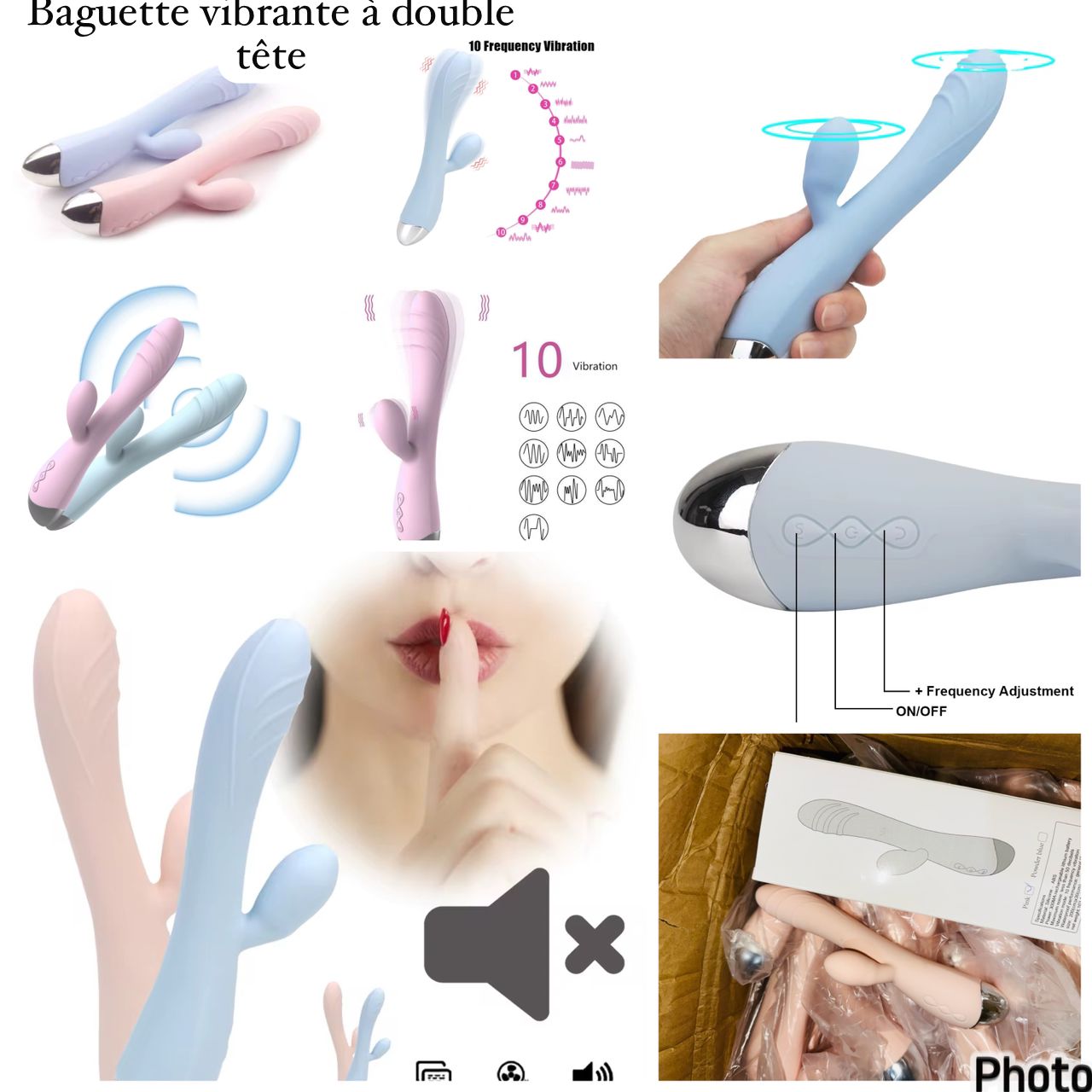 Baguette vibrante a double tête de luxe