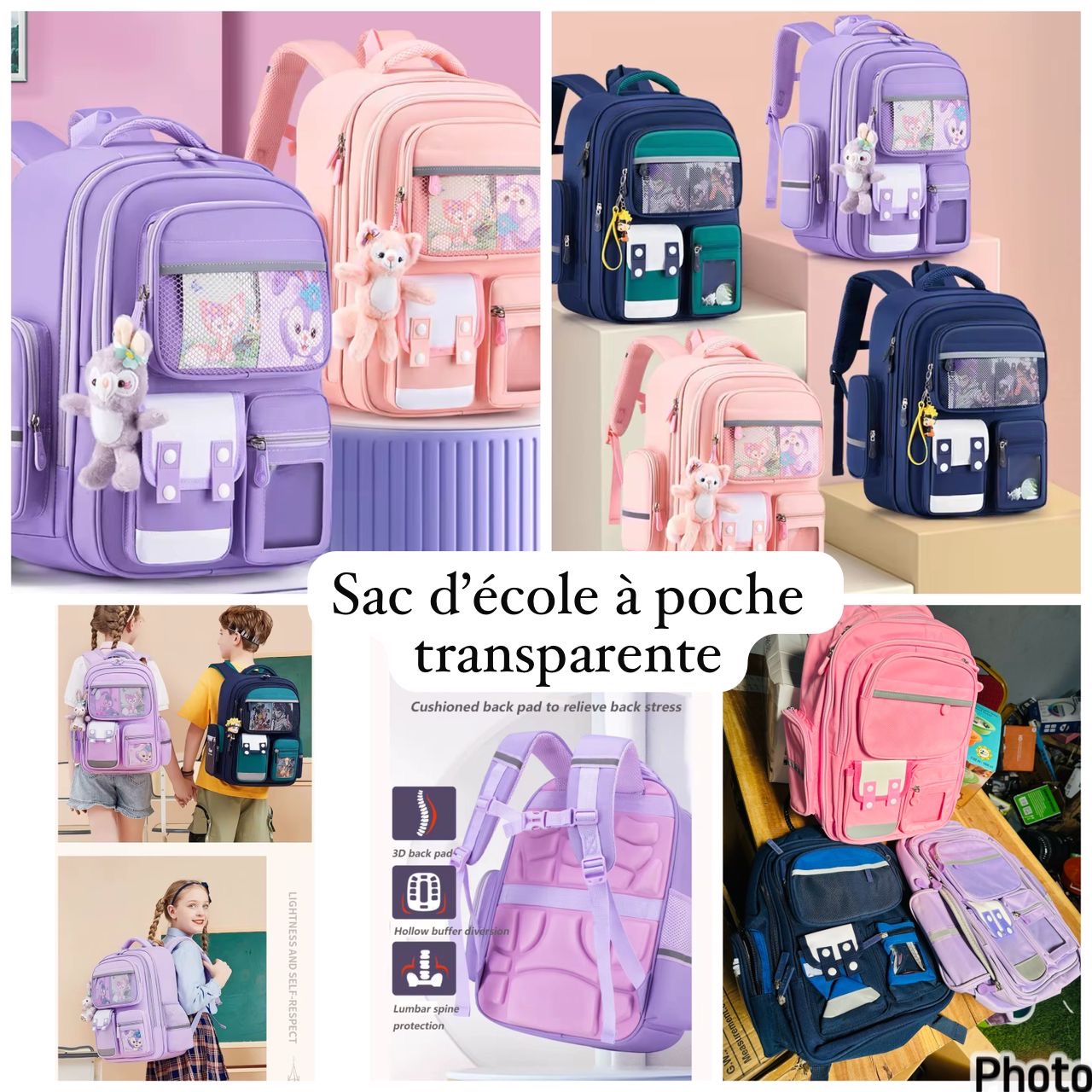 Sac d'école à porche transparent
