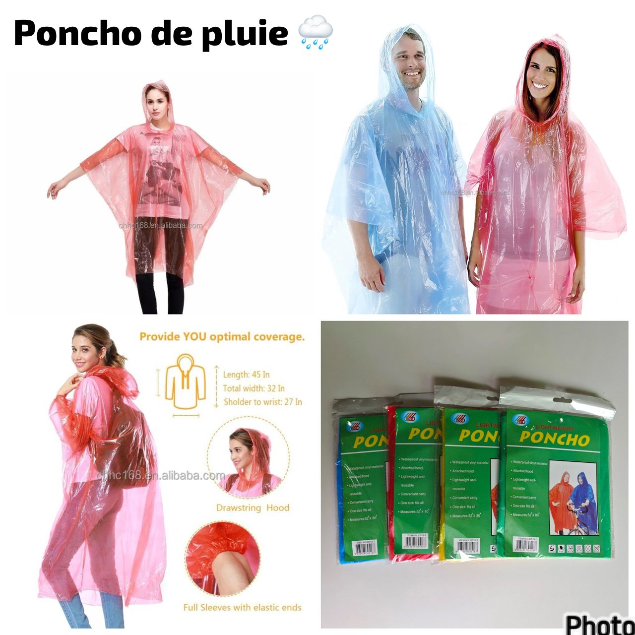 Poncho de pluie réutilisable