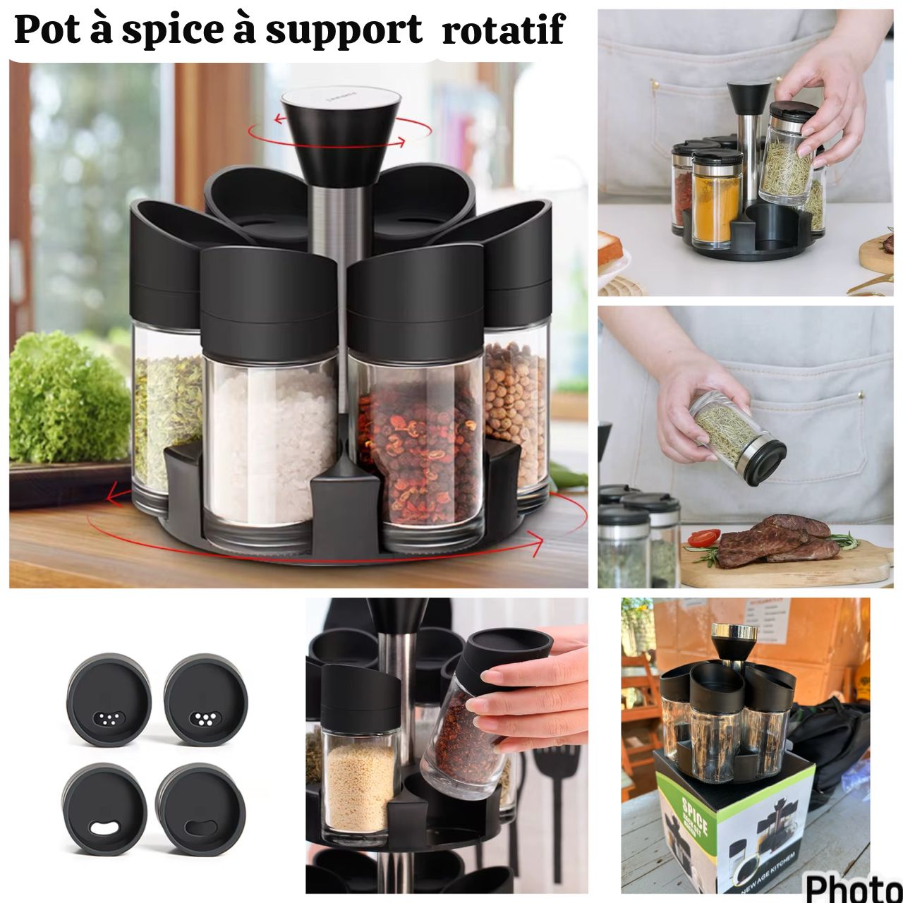 Pot à épices à support rotatif