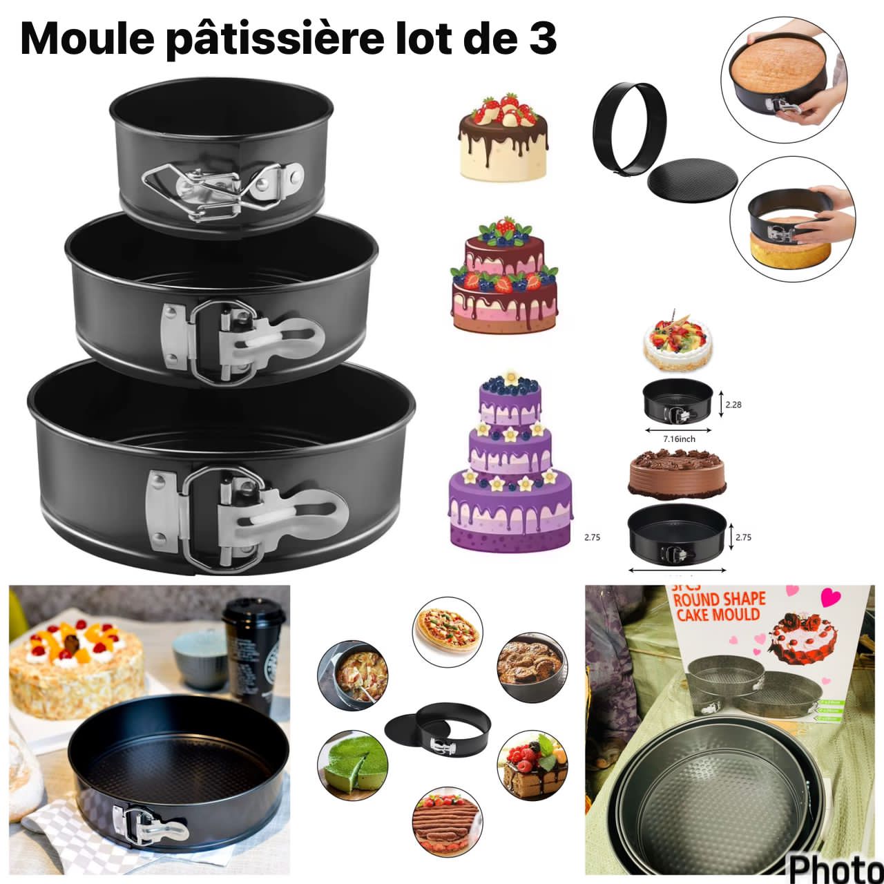 Moule pâtissière lot de 3