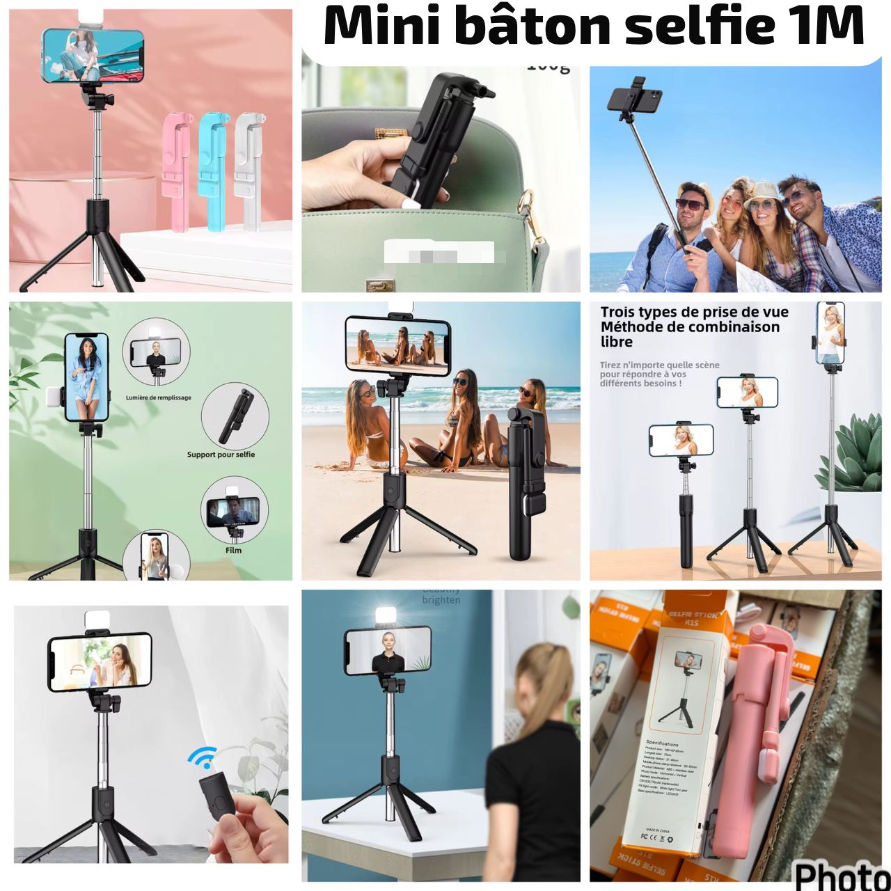 Petit bâton selfie 1m