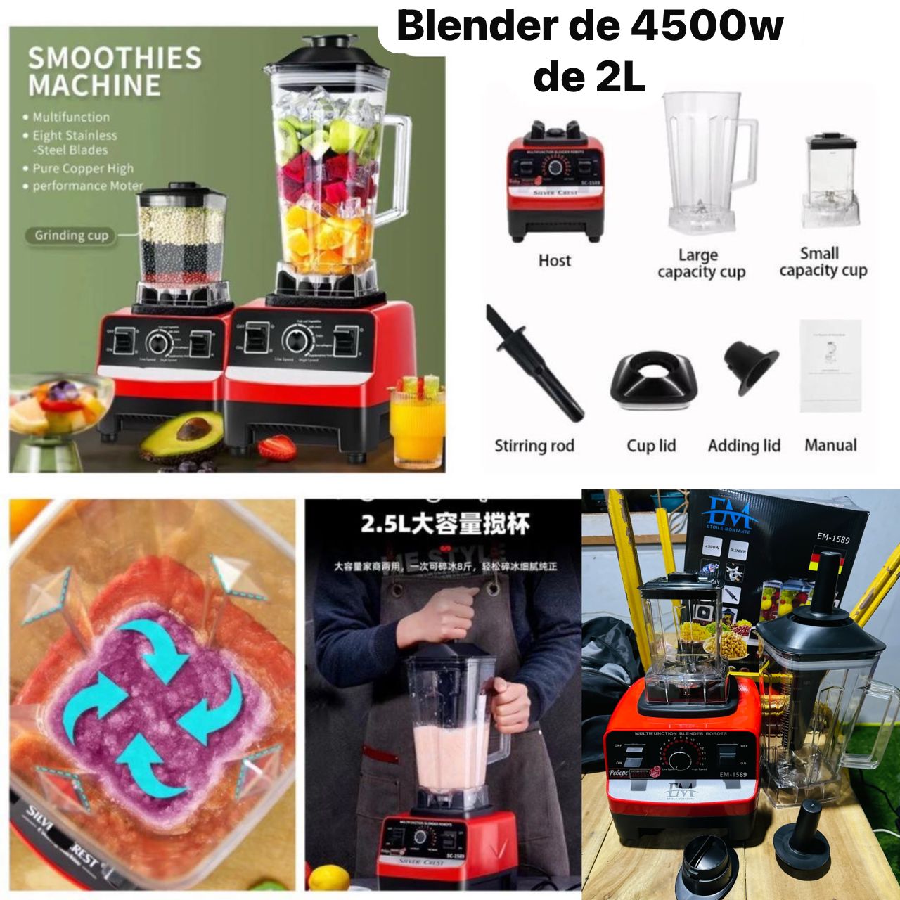Blender EM-1589 de 4500w de 2L