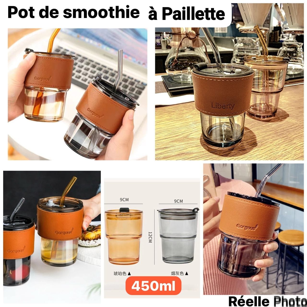 Pot de smoothie a manchon en cuir
