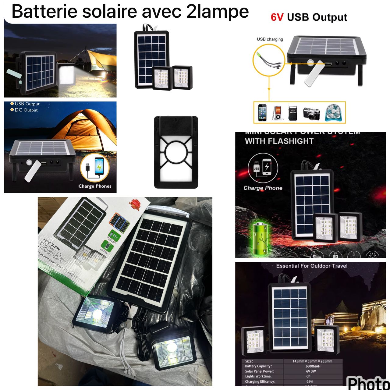 Batterie solaire 2 lampe