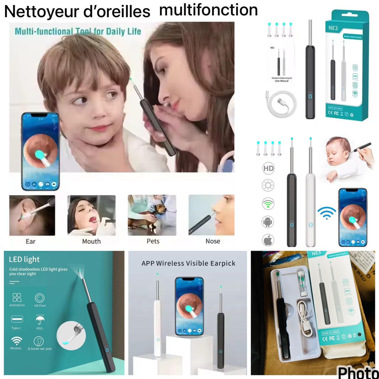 Nettoyeur d'oreille avec caméra