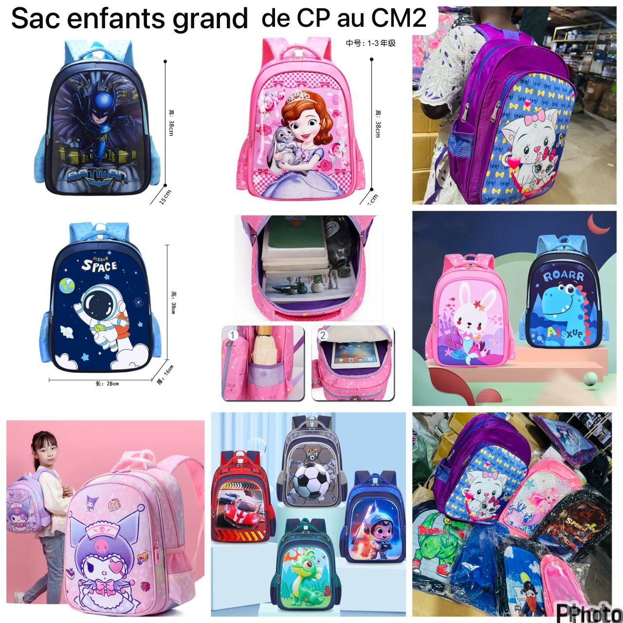 Sac enfant grand de CP, CE1, CE2,CM1,CM2