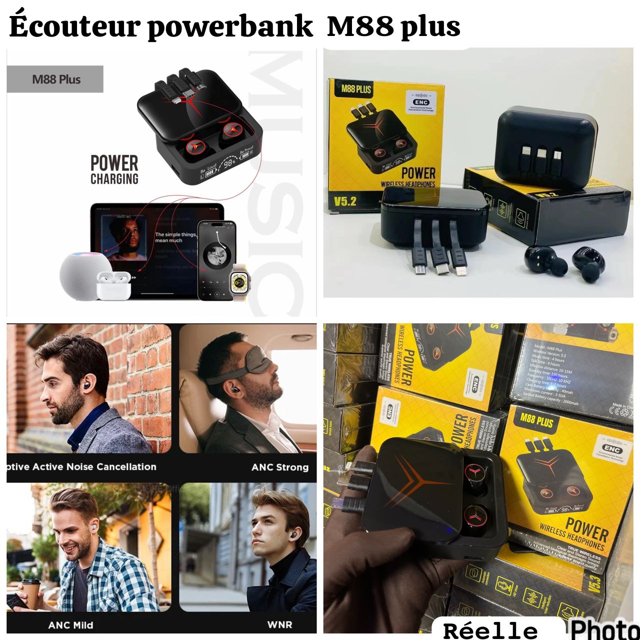 Écouteurs Powerbank m88