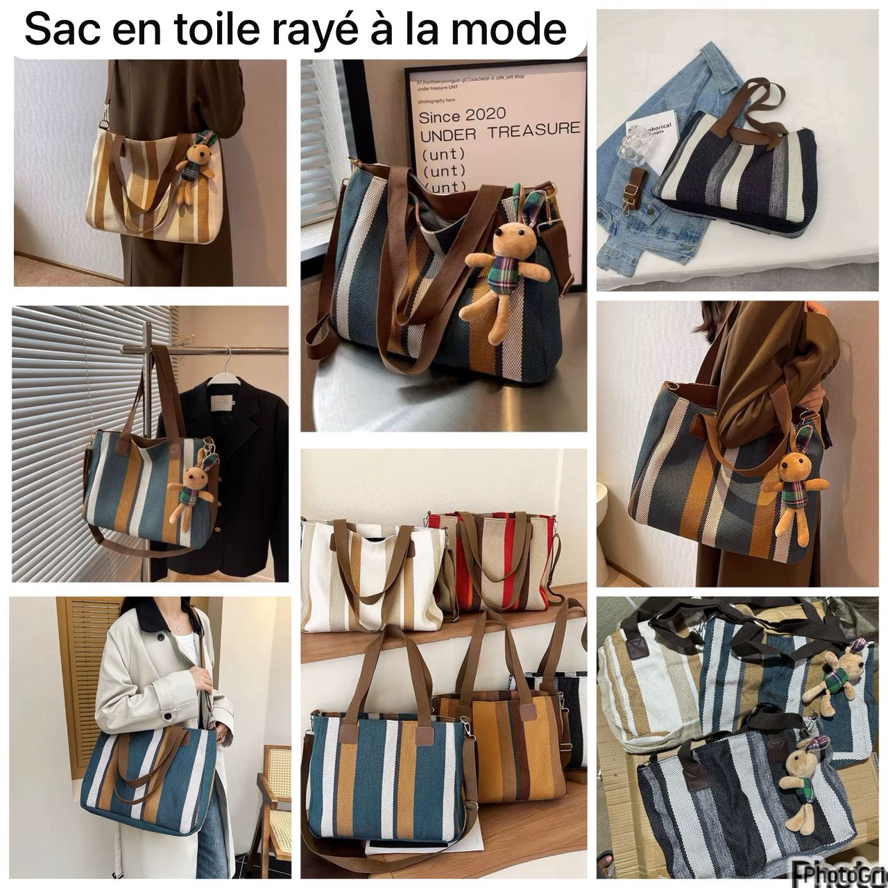 Sac en toile rayé